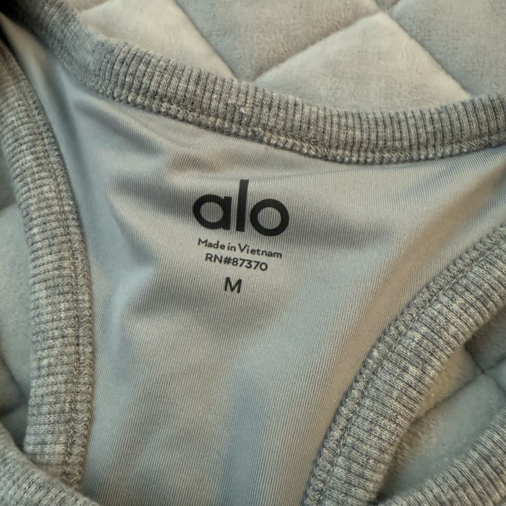 ALO Yoga Heather Gray Ribbed Racerback Tank - Picture 3 of 4